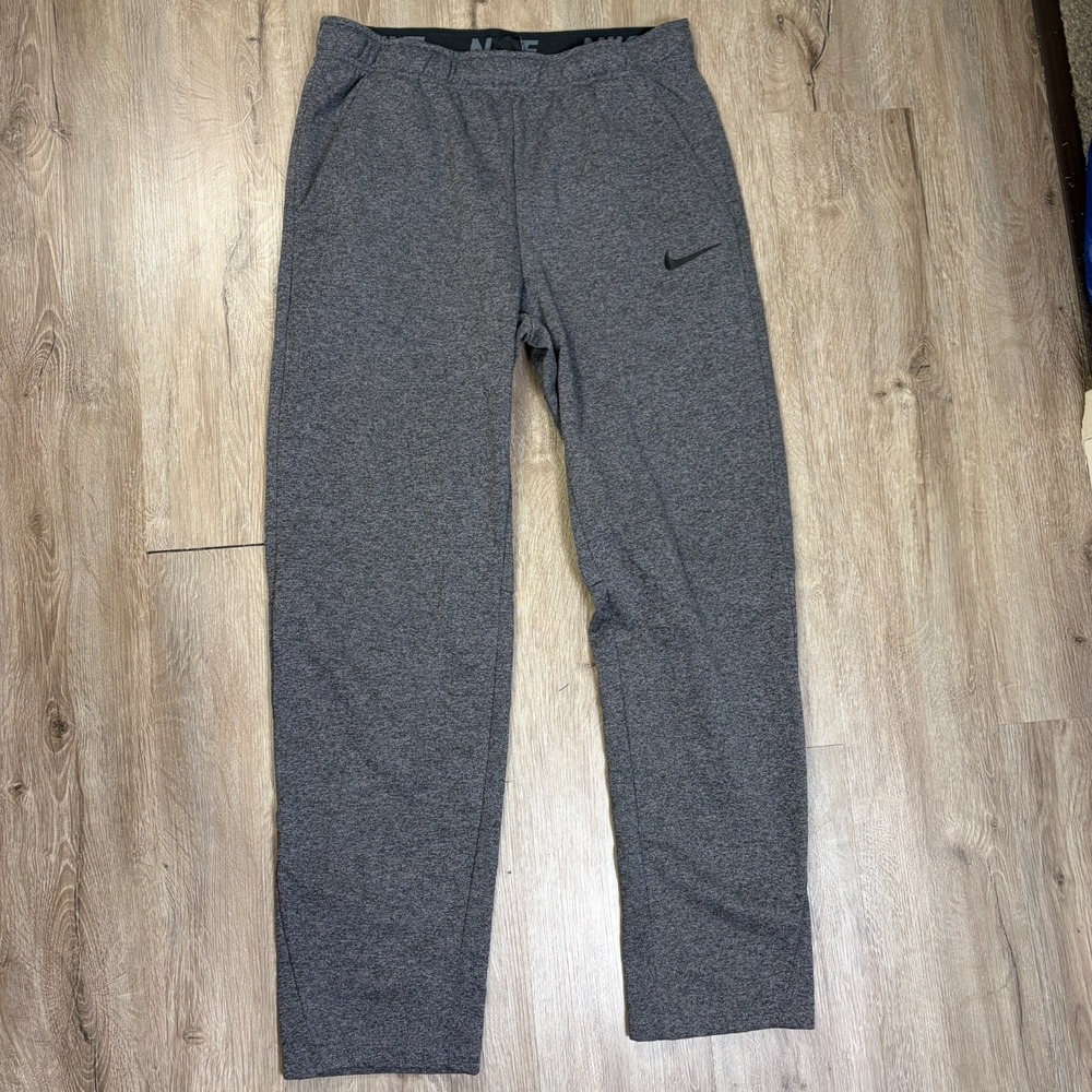 Nike Therma Men's Therma-FIT Open Hem Fitness Pants Gray Large Gym Fleece